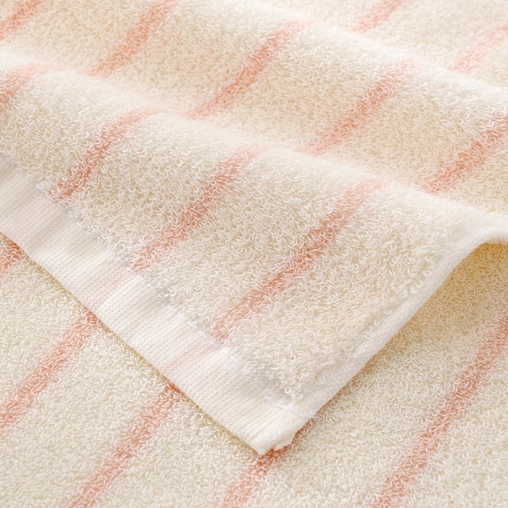 YiLUOMO White and Pink Striped Hand Towels 100% Cotton Set of 2 � Soft, Highly Absorbent and Quick Dry Towels for Bathroom Decor, 13 x 29 Inch