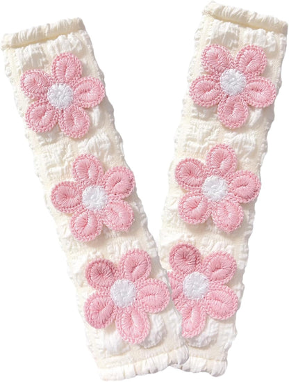 Cute Flower Car Seat Belt Shoulder Pad Cushions (2 in a Pack), Car Accessories Seat Belt Shoulder Strap Protector Universal Cover (White Pink)