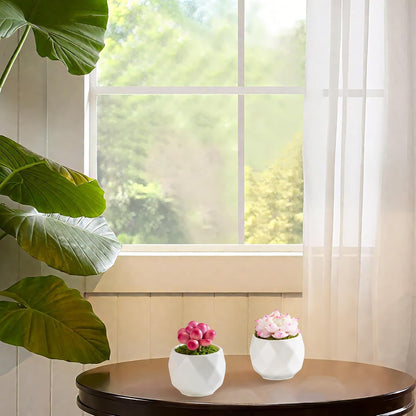 Set of 2 Artificial Succulent Plants Potted - Small Fake Succulents Handmade for Home Decor, Pink Desk Accessories, Dorm Decor