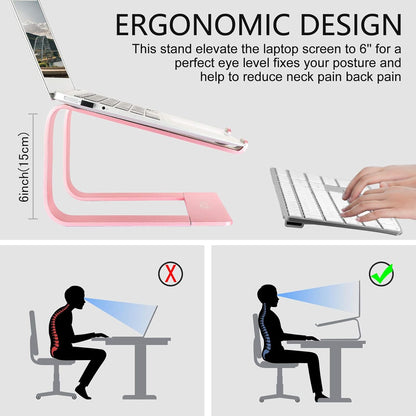 Urmust Laptop Stand for Desk - Ergonomic Computer Stand Riser Holder for MacBook Air Pro, Dell, HP, Lenovo, Samsung, Alienware Laptops 11-15.6" (Pink, Up to 15.6" Laptop)