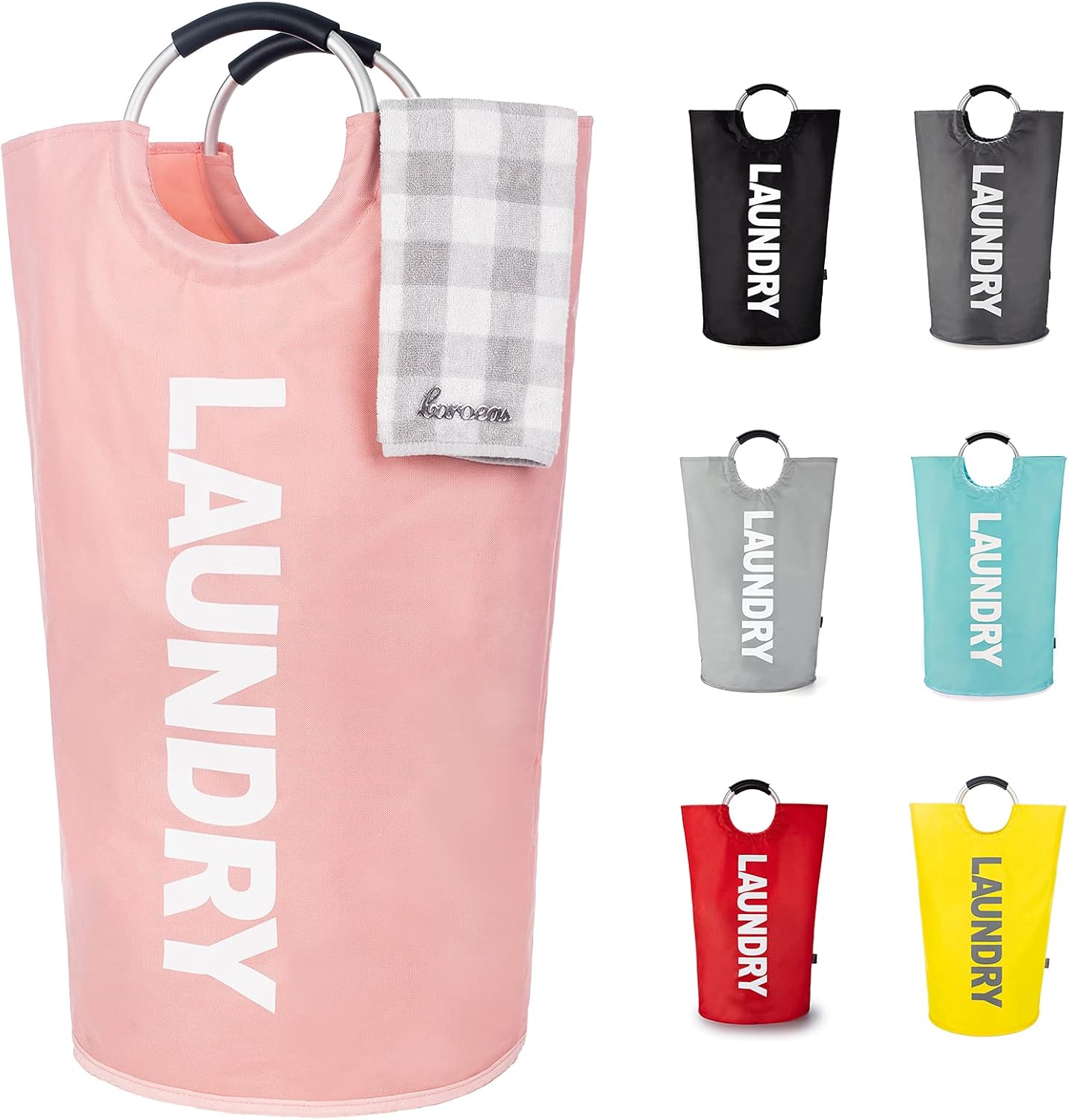 Caroeas 90L Laundry Basket (13 Colors), Waterproof Laundry Hamper, Laundry Bag with Padded Handles, Clothes Hamper Stands Up Well, Collapsible Laundry Basket Easy Storage