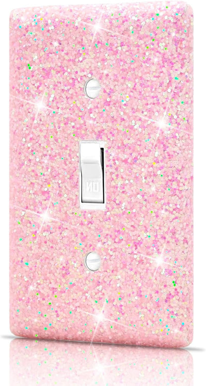 Dengduoduo Wall Plates Light Switch Cover Decorative Outlet Covers, Shiny Glitter Bling Wall Plate Cover Wall Plate Single Gang Toggle for Kitchen Bedroom Living Room Home Decor