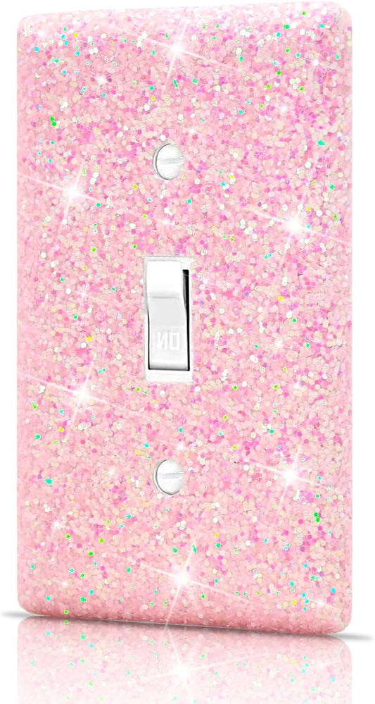 Dengduoduo Wall Plates Light Switch Cover Decorative Outlet Covers, Shiny Glitter Bling Wall Plate Cover Wall Plate Single Gang Toggle for Kitchen Bedroom Living Room Home Decor