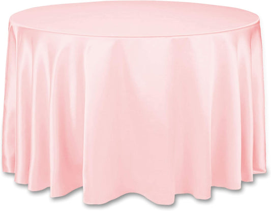 LinenTablecloth 108-Inch Round Satin Tablecloth Pink