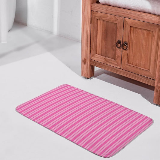 Multiple Stripe Patterns Pink Bathroom Rugs, Non Slip & Absorbent Bath Mat Carpets for Bathroom, Entryway or Sink 16" x 24"