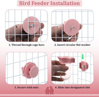 2 PCS Bird Cage Vegetable Feeder, Bird Food Dispenser with Water Storage Design to Keep Vegetables Fresh, Hanging Birds Feeder, Parakeet Cage Accessories for Cockatiel & Small Birds (Pink)