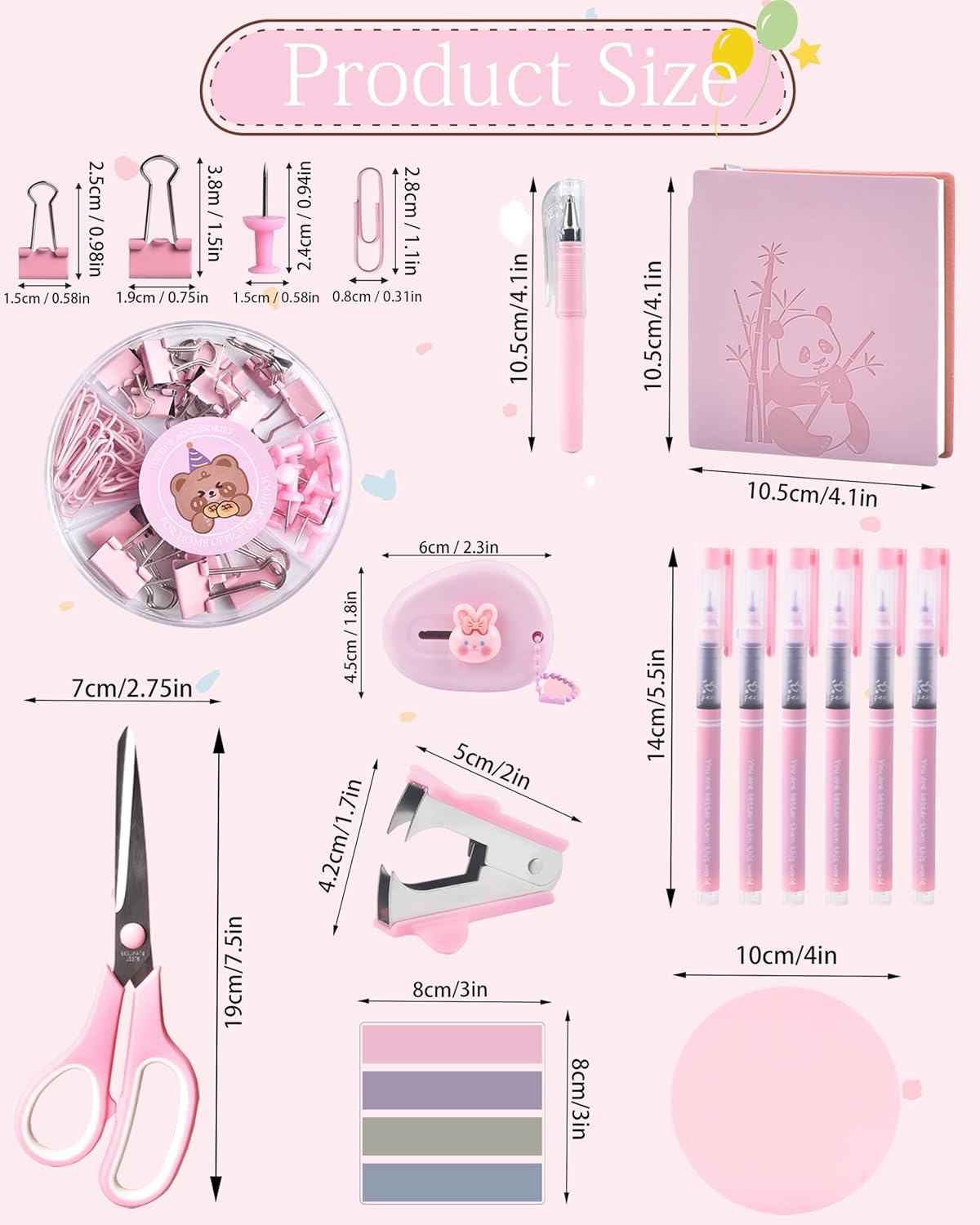 Pink Desk Accessories and Organizers with Desk Organizer and 360°Rotating Pen Holder stapler Pen and a Lot of Office Pink Office Supplies Beautifully Presented in a Gift Box