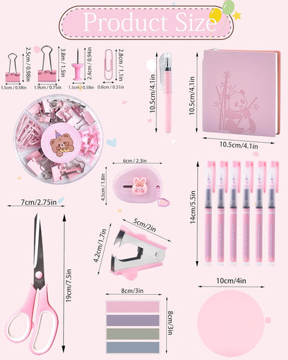 Pink Desk Accessories and Organizers with Desk Organizer and 360°Rotating Pen Holder stapler Pen and a Lot of Office Pink Office Supplies Beautifully Presented in a Gift Box