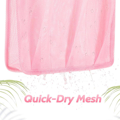 famichan Mesh Shower Caddy Portable, Gym Travel Camp Dorm Room Essentials for Women and College Girl, Pink Bathroom Shower Bag