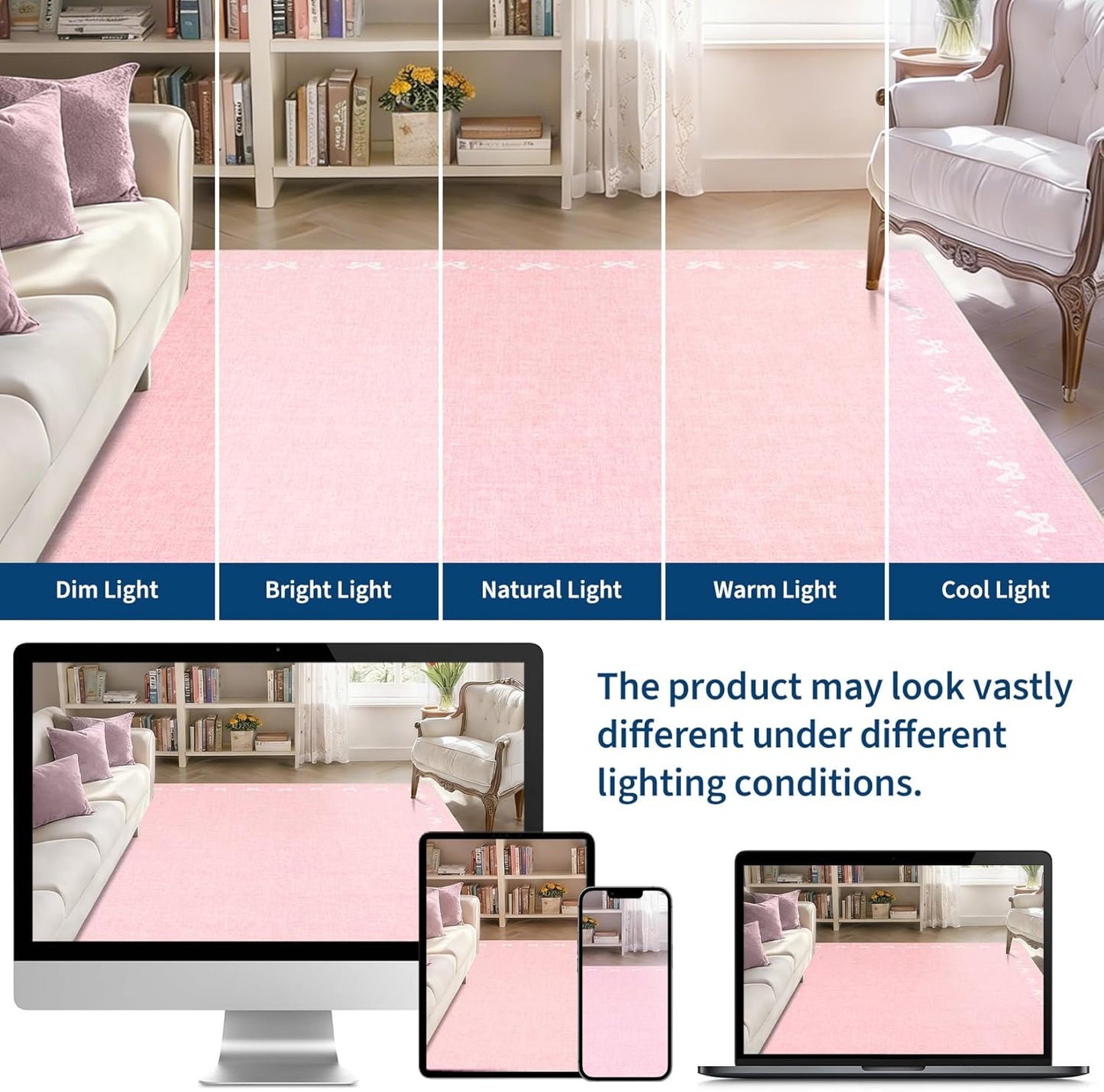GarveeHome Bow Washable Rugs 2x6 Hallway Runner Rug Non Slip Kitchen Rugs Soft Non Shedding Modern Low Pile Entryway Rug Stain Resistant Carpet for Bath Laundry Room Bedroom, Pink