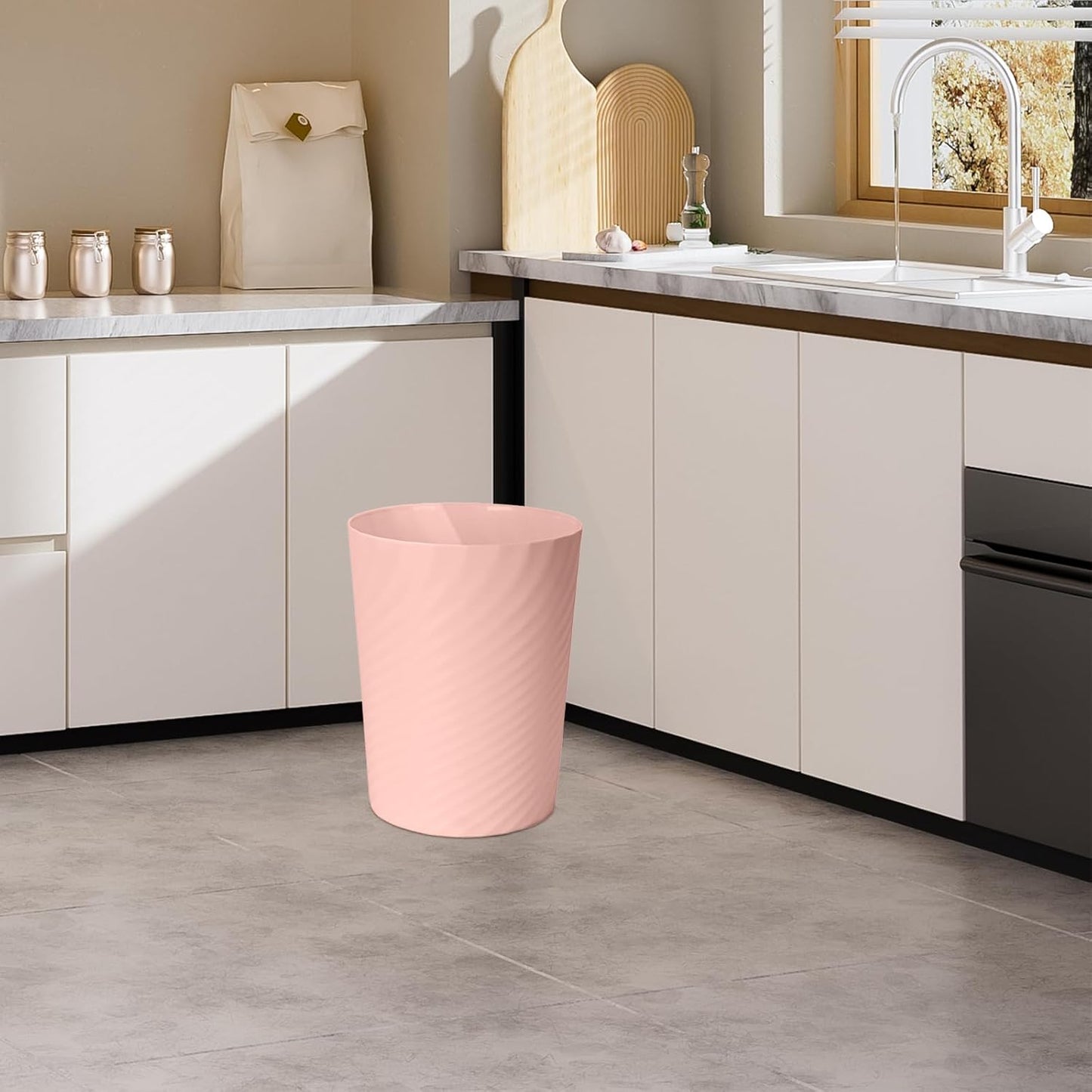 Small Plastic Trash Can - 1.8 Gallon - Pink - Wastebasket Garbage Can Container - Bathrooms, Laundry Room, Kitchens, Offices