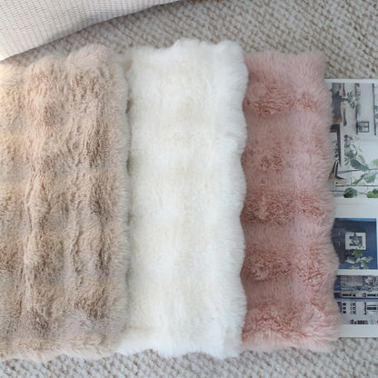 NIULAA Soft Fluffy Faux Fur Throw Pillow Covers 18x18 Blush Pink Set of 2 Luxury Thick Plush Cute Decorative Pillowcases for Sofa Couch Living Room
