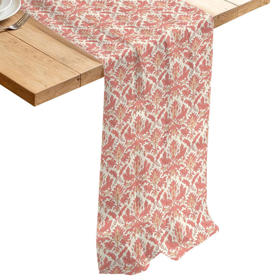 Chiffon Table Runner 10 ft Pink Baroque Pattern Semi Sheer Table Runners Voile Dress Scarf Vintage European Style Gauze Runner for Table Wedding Party Birthday Dining Kitchen Home Decor 27x120 Inch