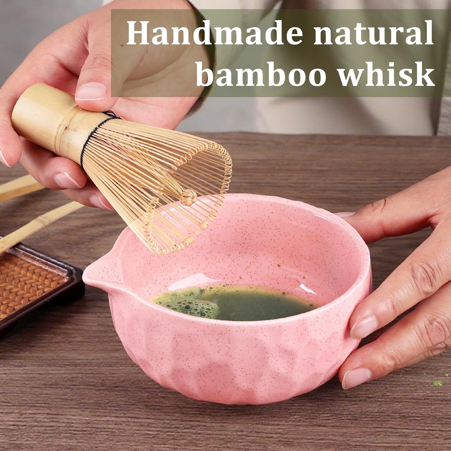 Matcha whisk Sets,Japanese Matcha Set,Matcha Bowl with Spout,Matcha Whisk and Holder,Bamboo Scoop,Sifter - 6 Pcs Tea Set for Matcha Lover,Tea Ceremony,Thanksgiving(Blue)