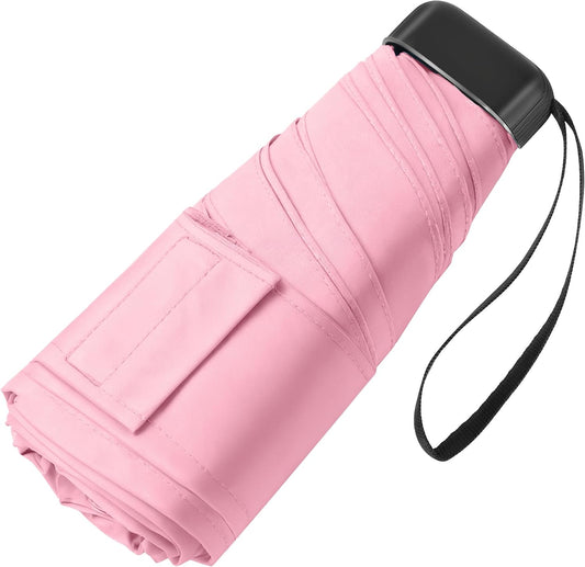 Mini Umbrella for Travel - Waterproof Portable Folding Umbrella Flat Compact Lightweight Small Umbrellas for Pocket Purse