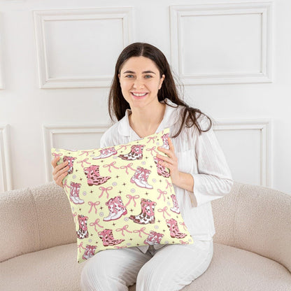 Cowgirl Western Cushion Covers Girly Bow Cushion Cases 24X24 Inch Pink Bowknot Cow Throw Pillow Covers For Living Room Sofa Accent Home Decor Yellow Farmhouse Cowboy Rustic Pillow Inserts Not Included