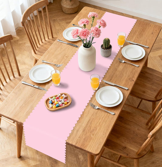 6 Pcs Light Pink Scalloped Table Runner Plastic 14 x 108 Inch Disposable Pink Runner for Table Wedding Baby Shower Birthday Party Decorations Scalloped Table Runner