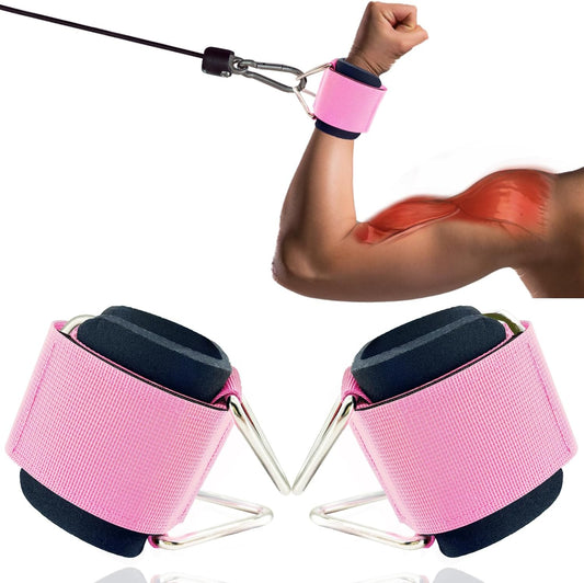 2Pack Wrist Cuffs for Cable Machine, Adjustable Neoprene Padding, One Size Fit All, Fitness Wrist Straps for Men Women