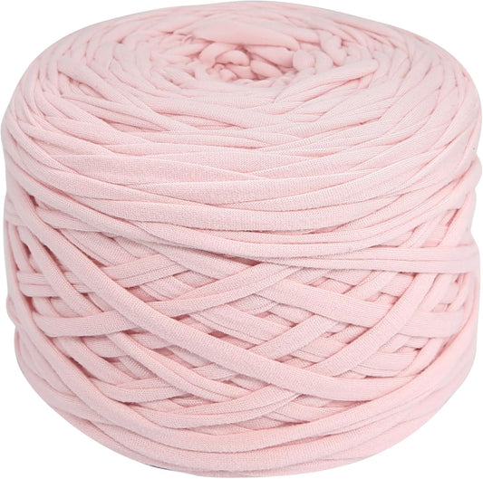 400g T-Shirt Yarn Elastic Fabric Crochet for DIY Knitting, 130 Yards Spaghetti Thick Knitting Yarn for Hand DIY Bag Basket Cushion Crocheting Projects, Home Decor （Pink）