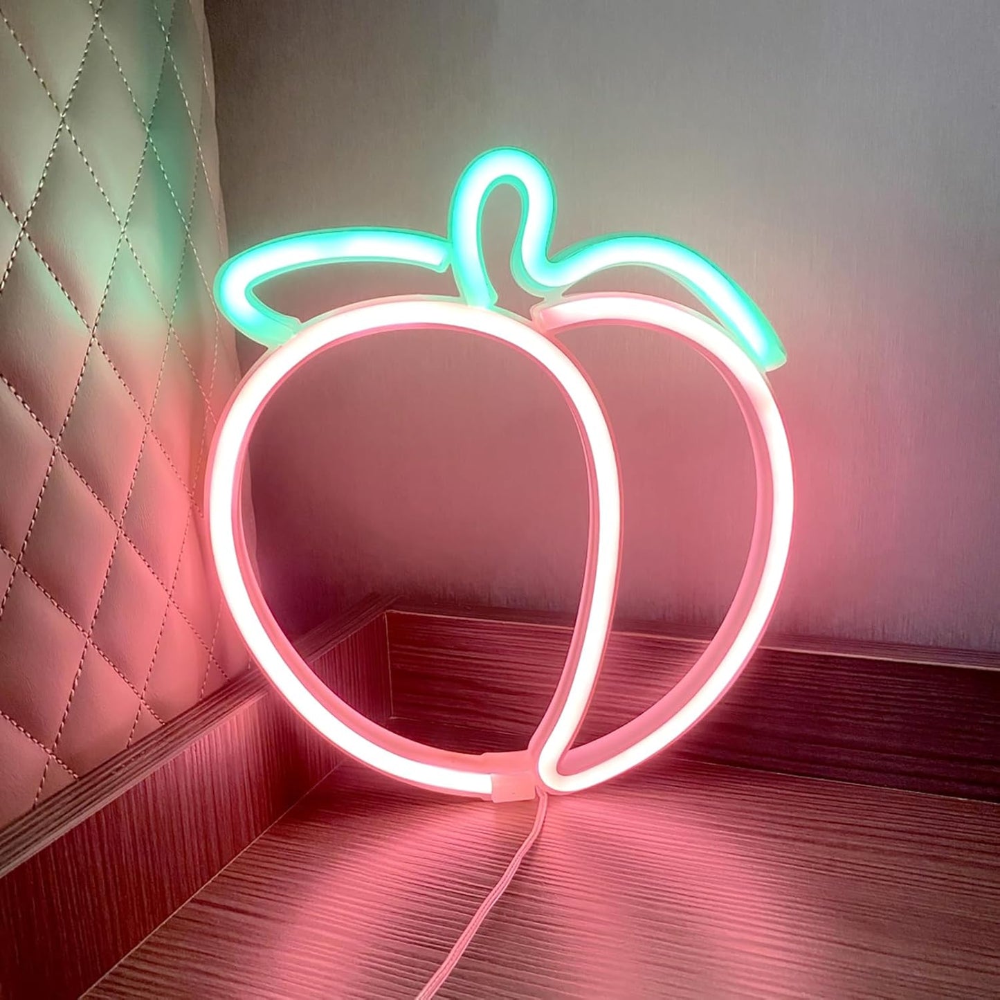 Peach LED Neon Light Sign Handmade Lamp for Wall Room Party Home Bar Art Christmas Bedroom Table Wedding Party Desktop Decoration Teen Kids Birthday Holiday Gift USB Powered(Coral)