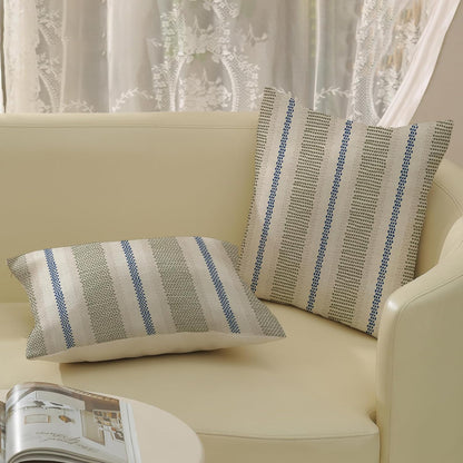Pink Sage Green Pillow Covers 18x18 Inch 2 Pcs Boho Preppy Polka Dots Striped Decor Throw Pillows Modern Geometric Outdoor Farmhouse Decoration Pillowcase Linen Cushion Cover for Couch Sofa