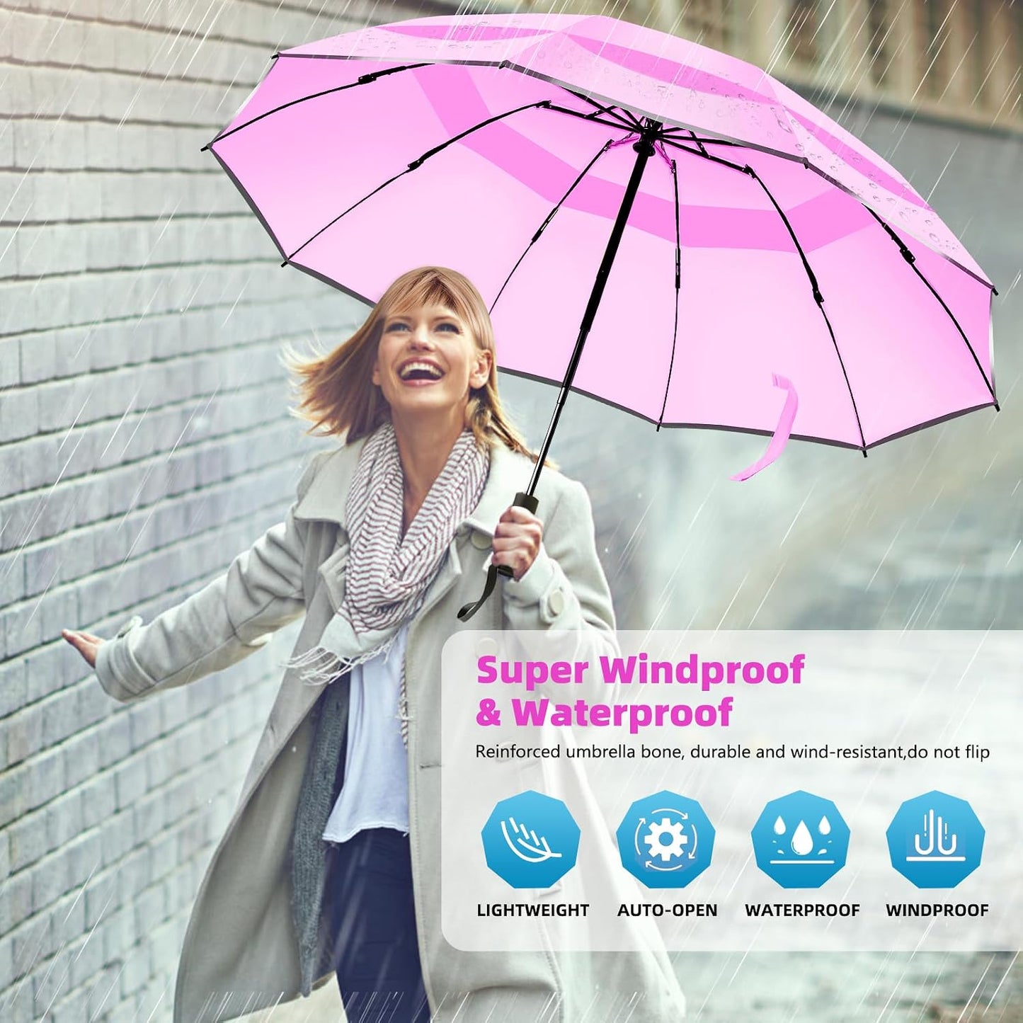 Windproof Automatic Inverted Umbrella – Compact Folding with Sun UV Protection, Portable Travel Umbrella for Car & Backpack