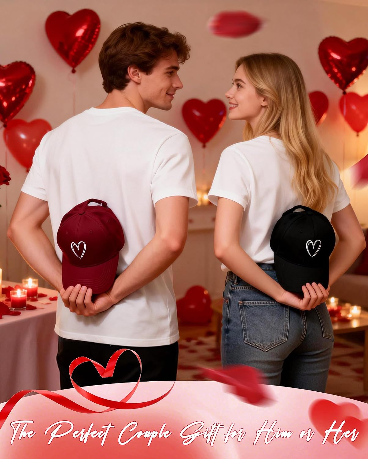 Zando Women's Heart Embroidered Baseball Cap, Adjustable Cotton Dad Hat, Low Profile Casual Cap for Everyday Wear