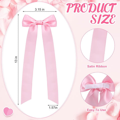 Teenyyou 12 Pcs Pink Candlestick Bows Decor 13 Inch Large Coquette Decorations Bows for Table Self Adhesive Candle Holder Gift Wrapping Wedding Bridal Shower Bachelorette Party Centerpieces