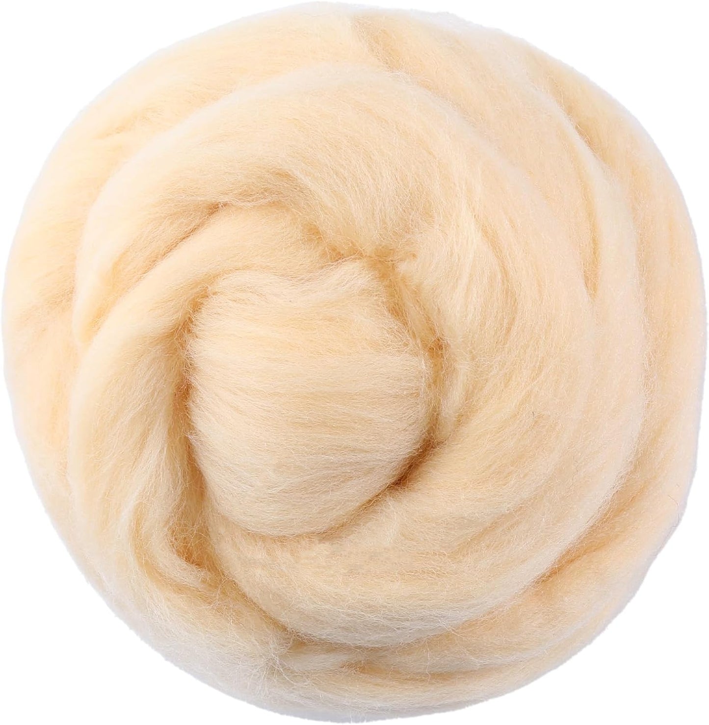 3.53oz Wool Roving, Wool Felting Supplies, Pure Wool, Chunky Yarn, Spinning Wool Roving for Needle Felting Wet Felt DIY Hand Spinning (Light Apricot)
