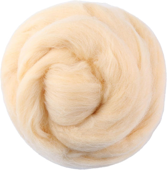 3.53oz Wool Roving, Wool Felting Supplies, Pure Wool, Chunky Yarn, Spinning Wool Roving for Needle Felting Wet Felt DIY Hand Spinning (Light Apricot)