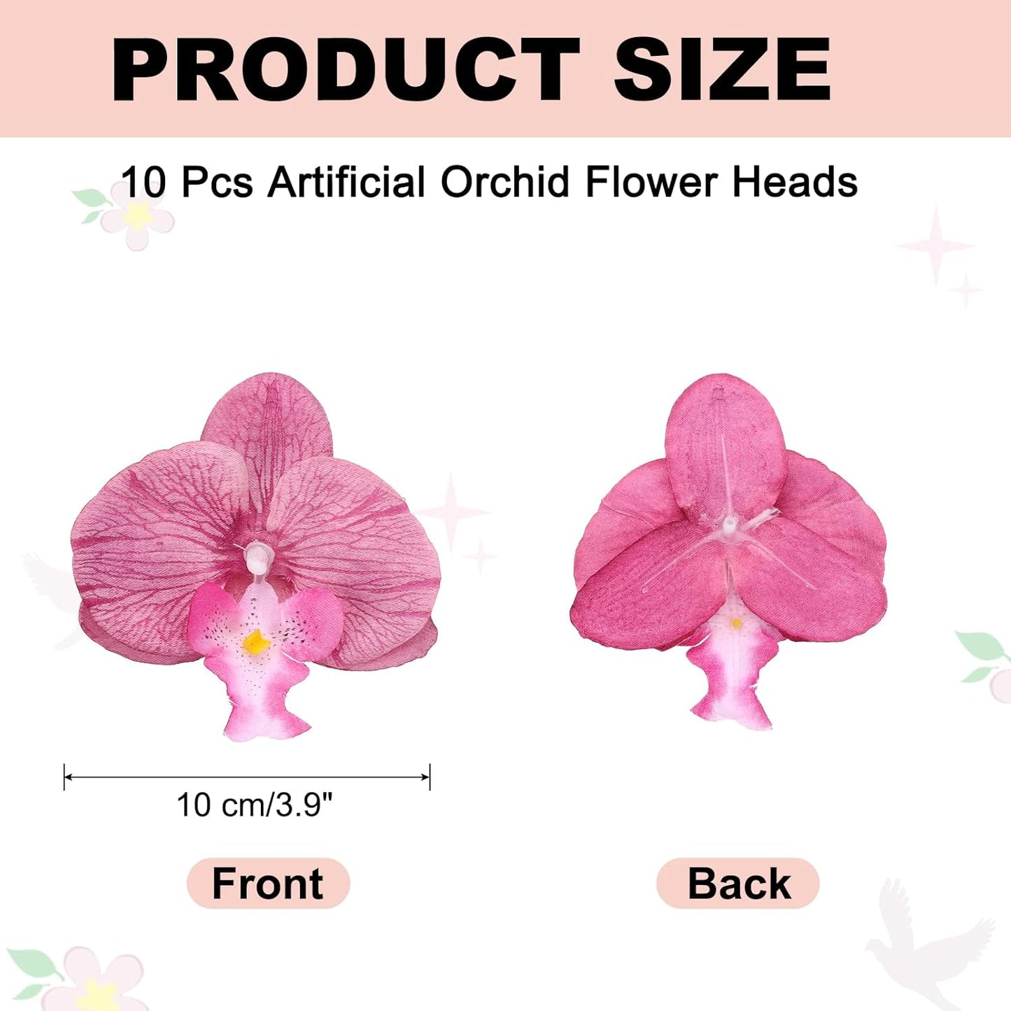 uxcell 10 Pcs Artificial Orchid Flower Heads, Fake Butterfly Orchid Heads Bulk Artificial Flowers for DIY Wedding Bouquets Centerpieces Party Home Decorations, Pink