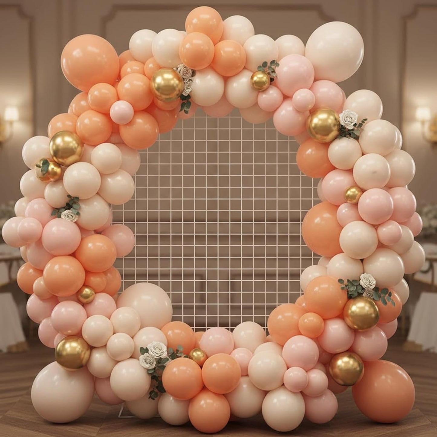 RUBFAC Peach Balloons 129pcs Different Sizes Pack of 18 12 10 5 Inch, Latex Light Orange Blush Pink Balloon Garland Arch Kit for Wedding Bridal Shower Engagements Anniversary Baby Shower Birthday