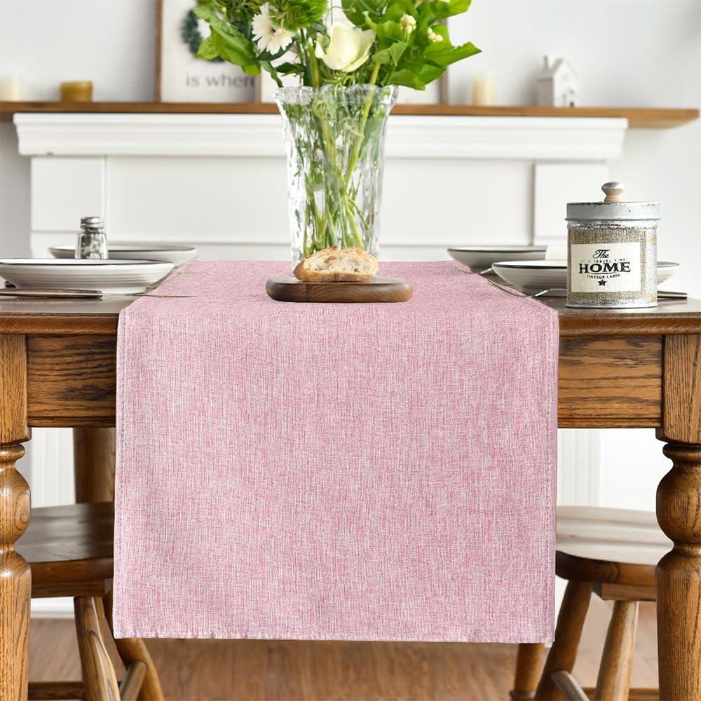 Artoid Mode Pink Table Runner, Seasonal Summer Washable Kitchen Dining Table Decoration for Home Party Decor 13x72 Inch