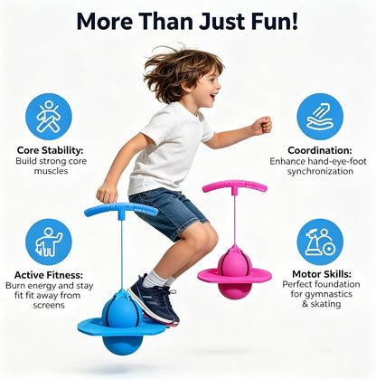 Moonycozy Jumping Ball, Balance Jumping Ball with Handle and Ball Pump, Childrens Balance Jumpings Ball with Handle, 2‑in‑1 Pogo Jumper & Balance Ball, Safe and Fun Bouncing Ball for Kids (Pink)