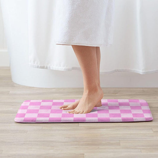 Bathroom Rugs Non Slip Washable 20 x 31.5 Inch - Pink Checker Print Kitchen Mats for Floor, Area Rugs for Entryway Mats Indoor, Bathroom Laundry Room Door Rug with Rubber Backing