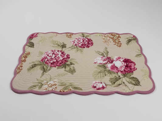 Blush Cream - Bloom Collection Luxury Handcrafted Placemats (Reversible) Cotton Quilted Fabric Machine Washable – Set of 6 – Elegant Home Decor – 14 x 19 inches