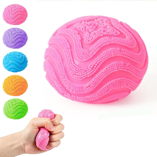Fuzz Ball Squishy Stress Ball, Slow Rising Memory Foam, Fidget Toy for Adults, Anxiety and Stress Relief (Pink)