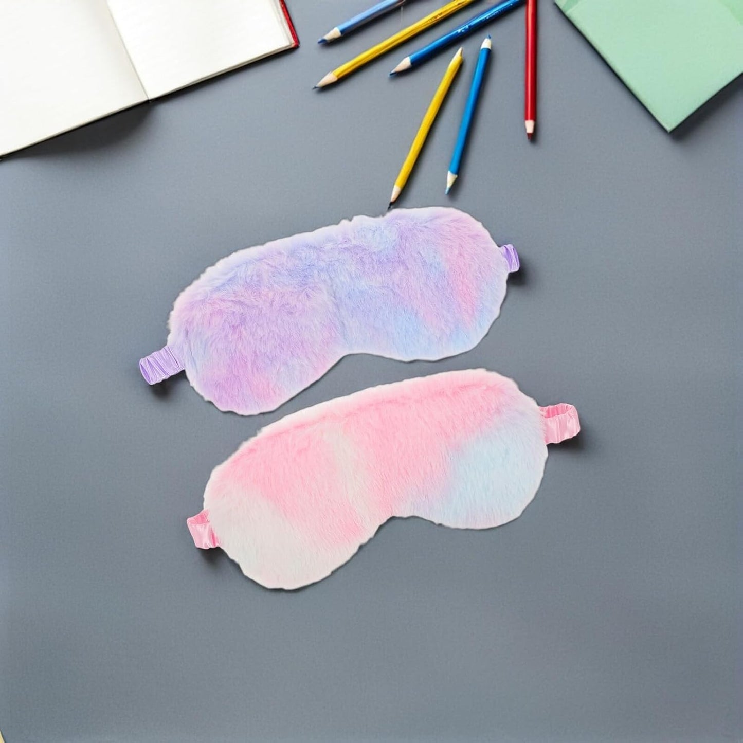 2pcs Plush Rabbit Eye Mask Light Blocking Sleep Mask with Soft Faux Fur and Silk Feel for Travel and Rest, Comfortable and Adult Sleeping Cover in Blue and Pink