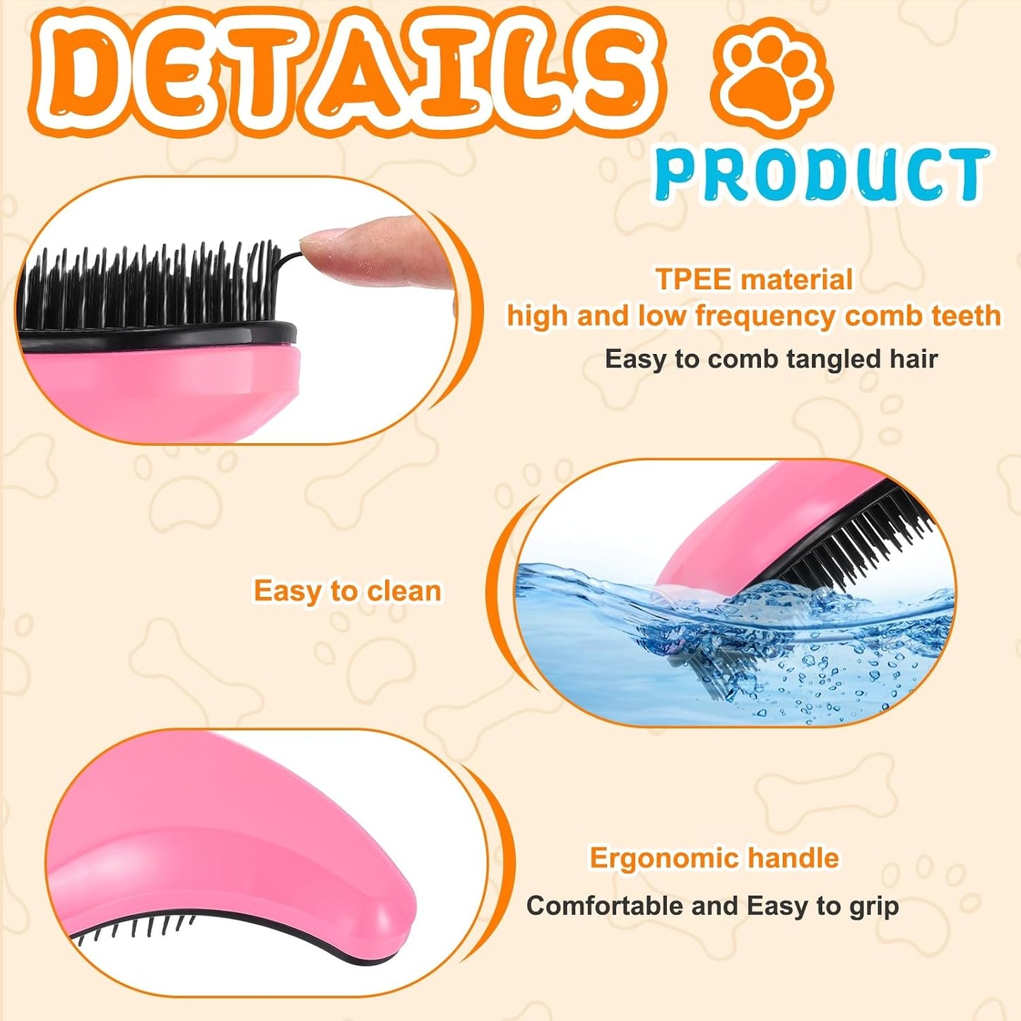 Small Dog Brushes, Grooming Brushes Puppies Hair Remover (Pink, 2 Pcs)