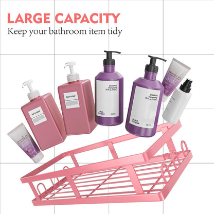 Youvip 6 Pack Shower Caddy, Adhesive Shower Shelves with Soap Holder, No Drilling Rustproof Large Capacity pink bathroom decor accessories, Pink
