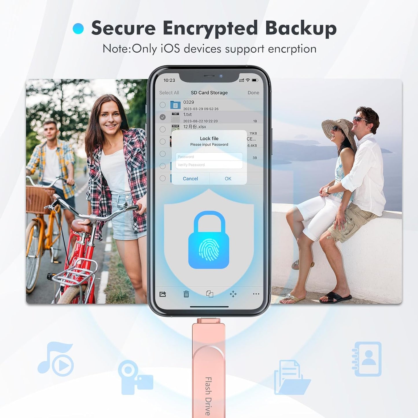 Apple MFi Certified 512GB Photo Stick, Flash Drive for iPhone Memory Stick for Photo/Video Backup Stick, High-Speed USB Stick iPhone Storage Drive Compatible for iPhone/iPad/Android/PC (Pink)
