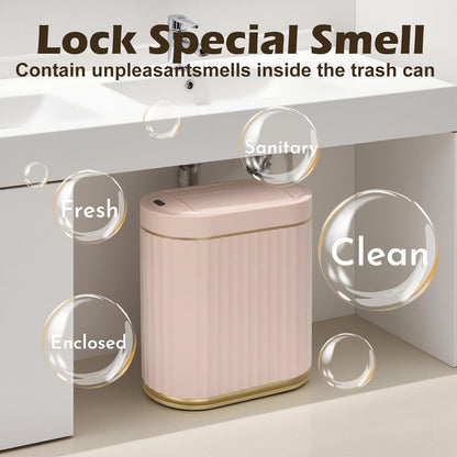 SYNCVIBE Bathroom Trash Can with Lid Butterfly 2 Gallon Sensor Trash can, Dorm Decor Waterproof Garbage Can, Automatic Slim Trash Bin, Under-Counter Wastebasket for Kitchen, Bedroom, Living Room, Pink