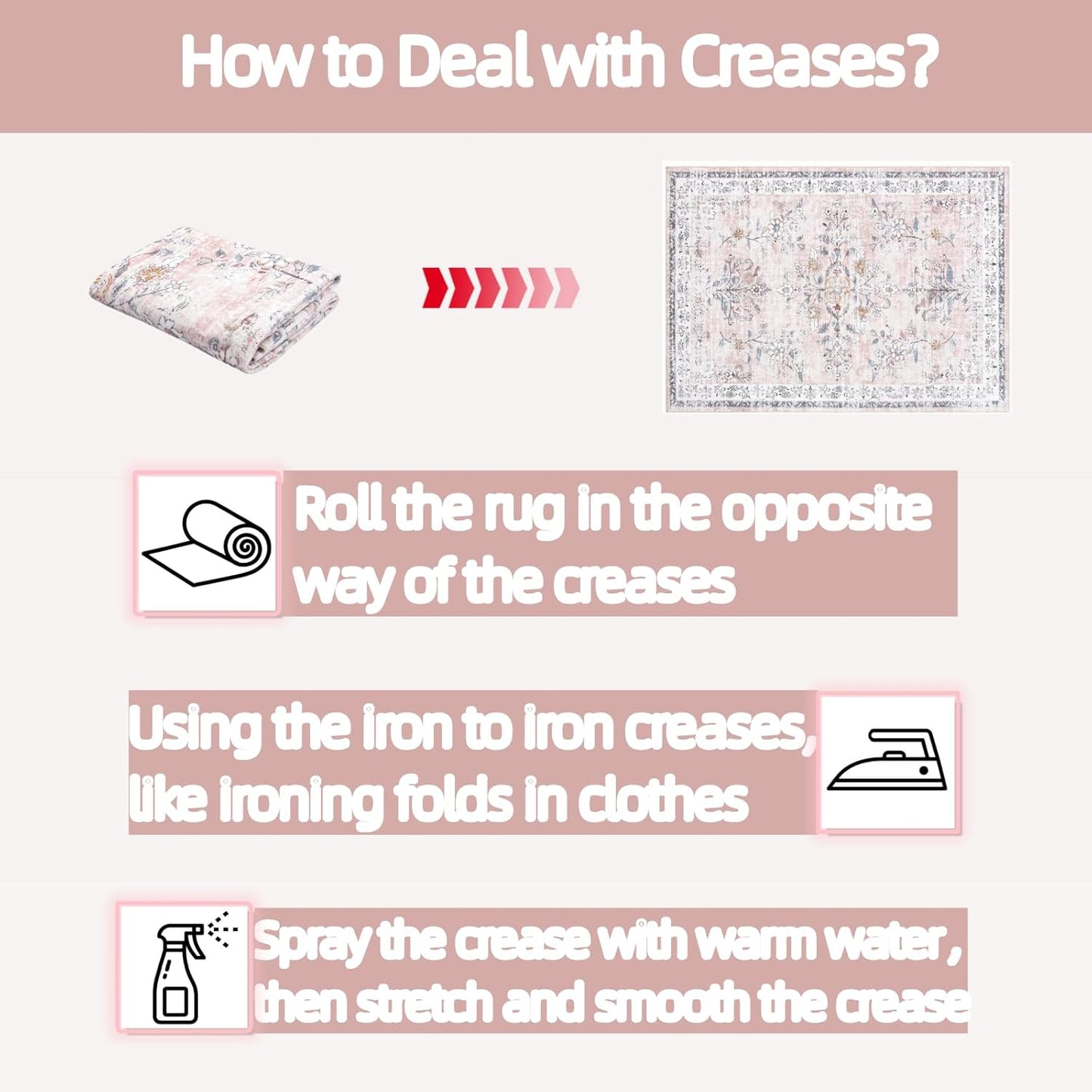 LIVEBOX Washable Pink Area Rugs 9x12 for Living Room, Soft Non-Slip Large Pink Rug for Bedroom, Ultra-Thin Faux Wool Rugs Boho Carpet for Girls Room Nursery, Blush/Pinks