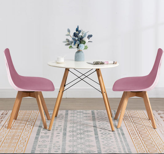 Pack of 4 Velvet Mid Century Modern Dining Chair Covers, Armless Chair Cover,Living Room Side Chair Slipcovers (Pink)