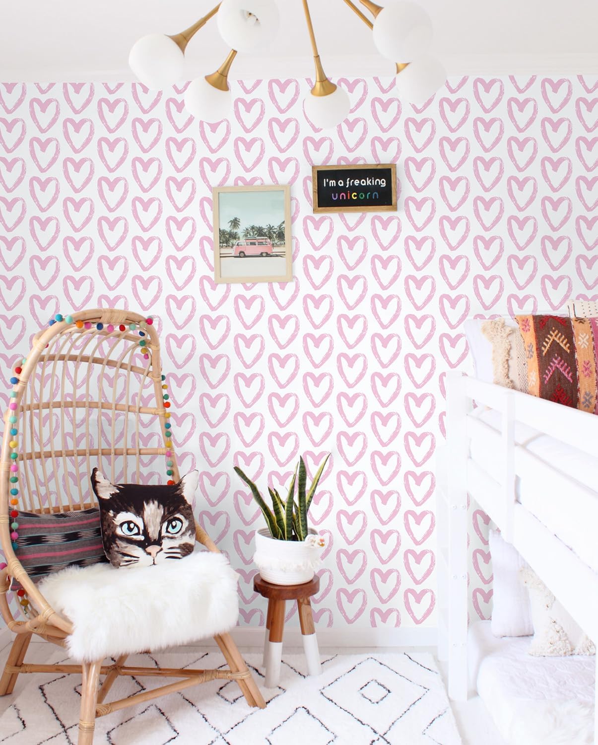 Timeet Pink Peel and Stick Wallpaper - Modern Heart Wall Decor, 17.7"x78.7", Self-Adhesive, Removable