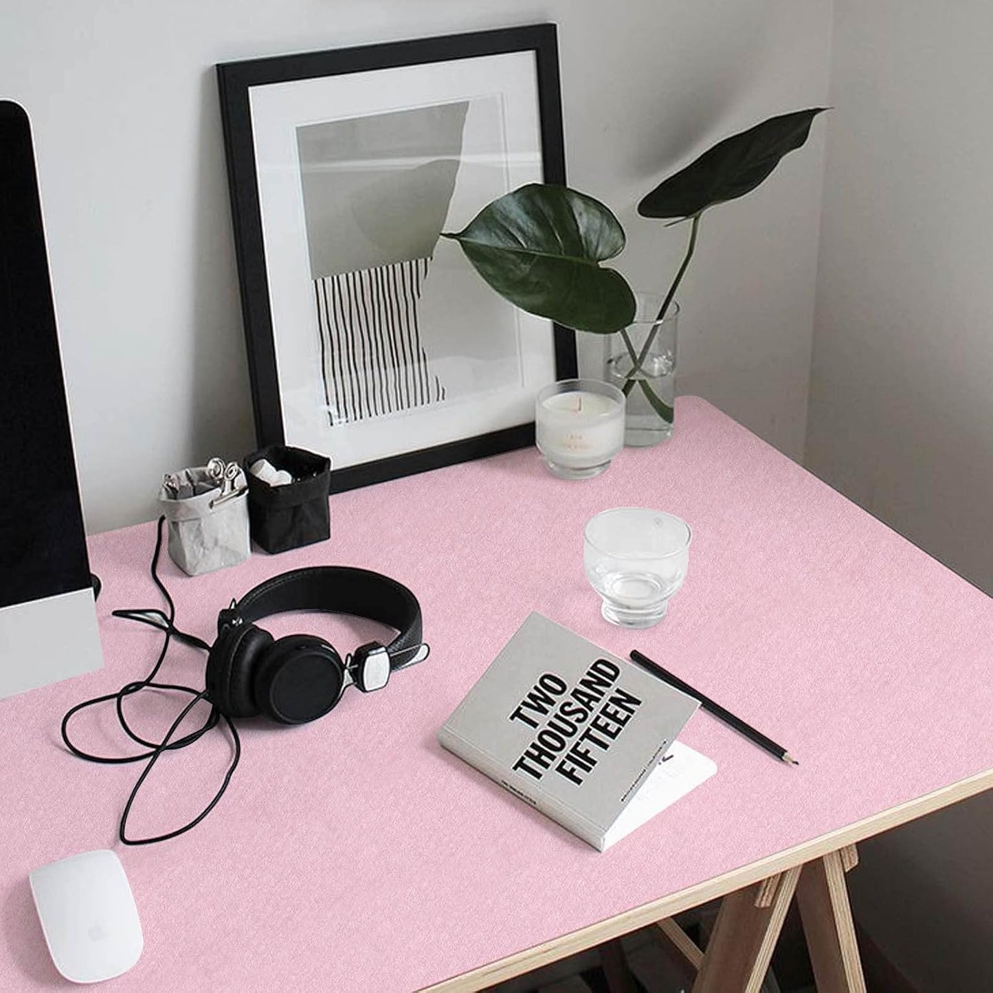 Abyssaly 15.7 inch X 118 inch Pink Wallpaper Embossed Self Adhesive Peel and Stick Removable Home Decorative Vinyl Film Cabinet Furniture Countertop Solid Color Shelf Paper Silk