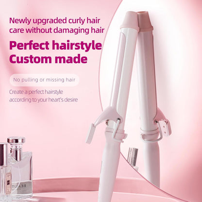 SVEY Double Ceramic 1 1/4 Inch Curling Iron, 1.25 Inch Barrel for Loose Curls, Hair Curler for Medium and Long Hair, Pink.