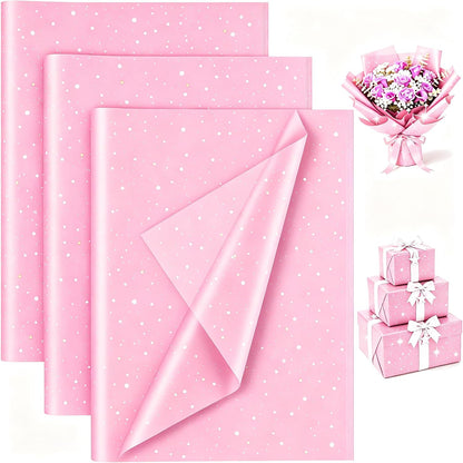 Pink Glitter Tissue Paper for Gift Bags 20x20 Inch - 30 Sheets Recyclable Wrapping Tissue Paper Bulk for DIY Crafts Birthday Baby Shower Festival Holidays Decorative