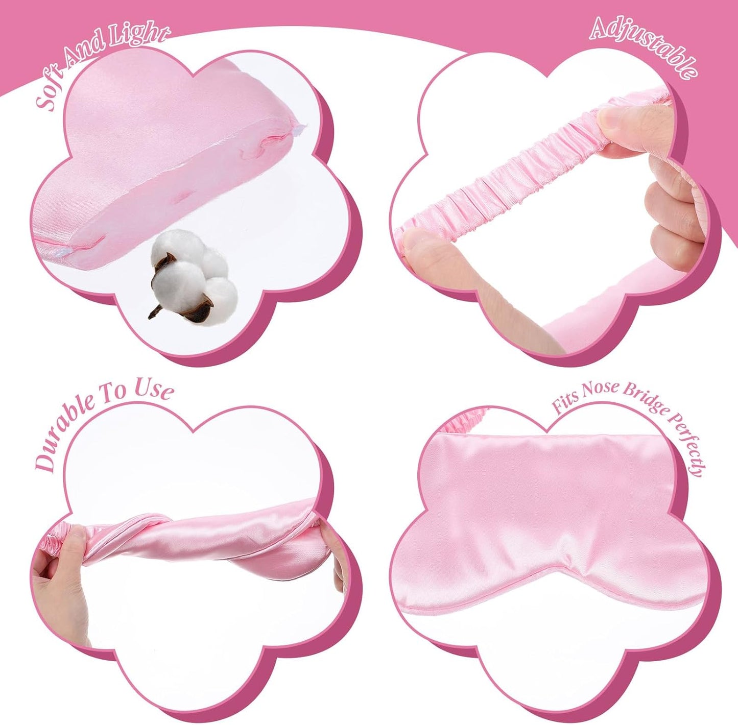 20 Pcs Silk Sleep Eye Mask for Sleeping Adjustable Elastic Strap Blackout Smooth Soft Eye Covers No Pressure Sleep Mask for Women and Men Comfortable Blindfolds(Pink)