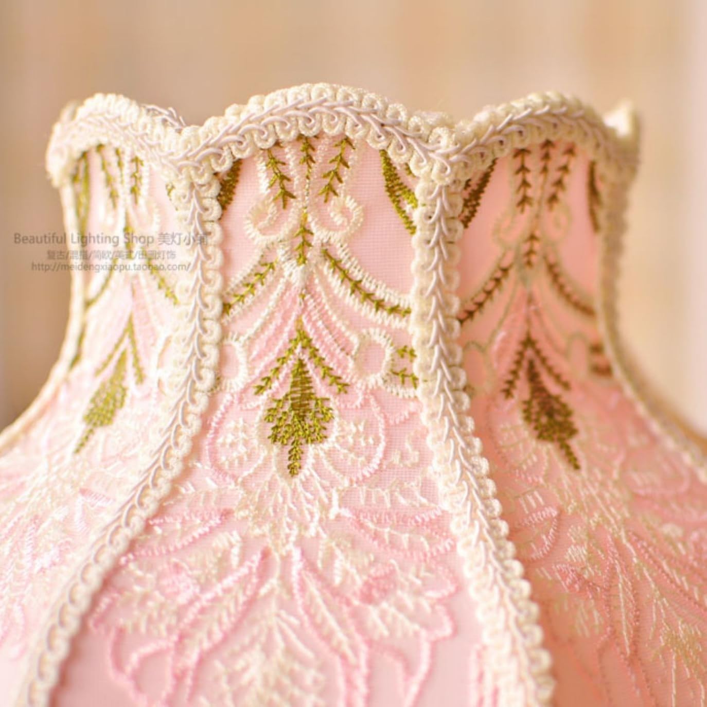 Vintage Pink Table Lamp Victorian Style Girls Bedside Table Lamp Fabric Shade French Country Retro Table Lamp